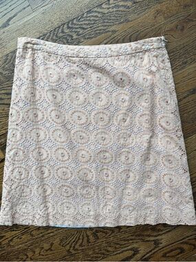 Banana Republic 100% Cotton Boho Peach Embroidery Lace Midi Skirt 2